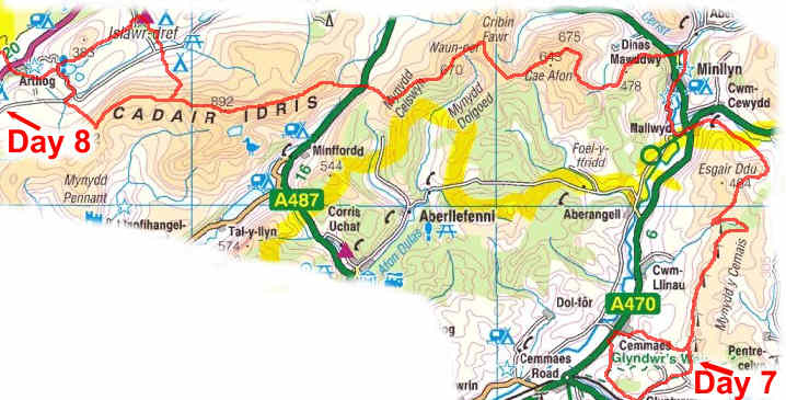 Cambrian Way Map Day 8