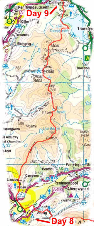 Cambrian Way Map Day 9