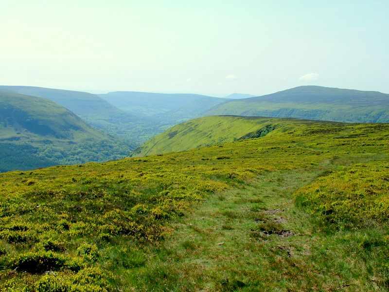 Looking back to Vale of Ewyas from Darren Lwyd ridge towards Twmpa